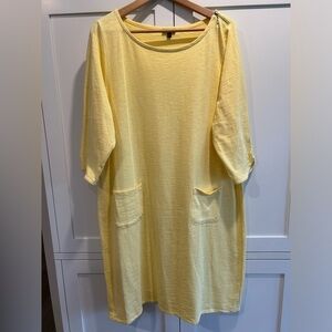 Talbots Cotton Boxy Dress 3/4 Sleeves Pockets Plus size 2X Petite Yellow